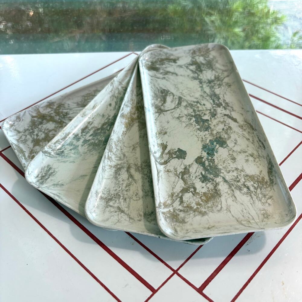 Set of 4 Vintage Flintwood Pasadena Melamine Trinket Trays MCM
